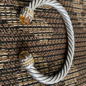 Sterling silver cable twist bracelet with citrine end stones. STUNNING!
